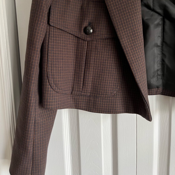 Zara Brown Plaid Cropped Blazer - Picture 3 of 15